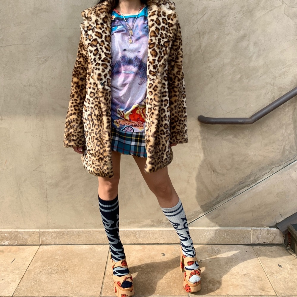 Current Mood Faux Fur Leopard Coat